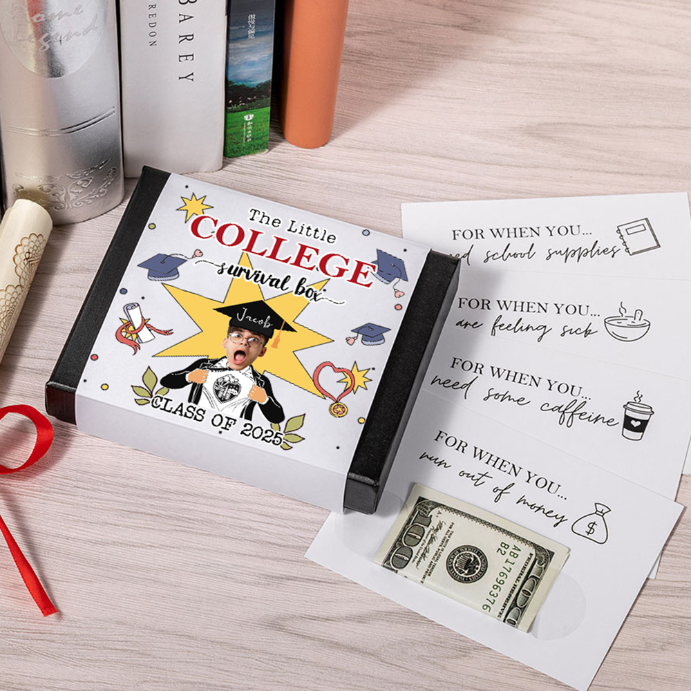 Boîte de survie pour cartes de crédit avec nom de la classe de 2025 Cadeau de fin d'études pour les nouveaux étudiants.