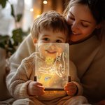 Personalisierte Geburt Blume Mama und Kind Holding Hands LED-Nachtlicht mit hölzernen Basis und 1-6 Kindernamen Muttertag Geburtstag Geschenk für Mama Oma
