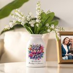 Personalized Best Mom Ever Flower Ceramic Vase with 1-6 Names Home Decor Mother's Day Gift for Mom Grandma