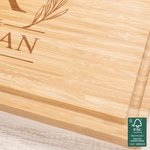 Personalized Engraved Wreath Monogram FSC Bamboo Charcuterie Cutting Board with Initial and Juice Groove Housewarming Birthday Gift for Family