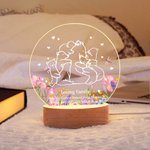 Personalized Hugging Bear Family Acrylic LED Night Light with Wooden Base and Names Home Decor Mother's  Day Birthday  Gift for Mom Grandma