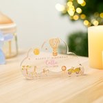 Personalized Happy 1st Birthday Giraffe Zebra Animals Cloud Acrylic Plaque with Name and Date Nursery Decor Baby Shower Gift for Kids