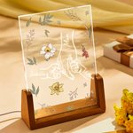 Personalisierte Geburt Blume Mama und Kind Holding Hands LED-Nachtlicht mit hölzernen Basis und 1-6 Kindernamen Muttertag Geburtstag Geschenk für Mama Oma