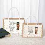 Bolsa de Yute Reutilizable Personalizada con Dibujos Animados de Graduados Florales con Nombre y Año Regalo de Celebración de Graduación para Mujeres Graduadas