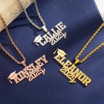 Personalised Bachelor Cap Men's Name Necklace with Year Graduation Keepsake Gift for Class of 2025 Graduates