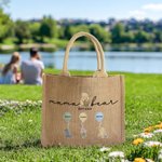 Personalized Classic Winnie the Pooh Honey Balloon Large Jute Tote Bag with 1-12 Names Mother's Day Birthday Gift for Mom Grandma