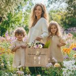 Personalized Classic Winnie the Pooh Honey Balloon Large Jute Tote Bag with 1-12 Names Mother's Day Birthday Gift for Mom Grandma