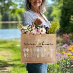 Personalized Classic Winnie the Pooh Honey Balloon Large Jute Tote Bag with 1-12 Names Mother's Day Birthday Gift for Mom Grandma