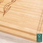 Personalisierte Square Wreath Monogramm Initial Name FSC Bambus Charcuterie Schneidebrett mit Saft Rille Hochzeit Housewarming Geschenk für Familie Paare