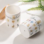 Personalized Classic Winnie the Pooh Balloon Ceramic Succulent Planter Pot with Names and Bamboo Base Mother's Day Birthday Gift for Mom Grandma