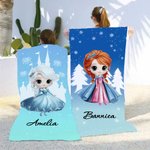 Personalisierte Cartoon Prinzessin Schloss schnell trocken überdimensioniert Mikrofaser Strandtuch Sommer Reise Wesentliche Kindertag Geburtstag Geschenk für Mädchen