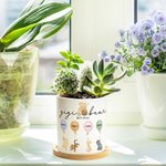 Personalized Classic Winnie the Pooh Balloon Ceramic Succulent Planter Pot with Names and Bamboo Base Mother's Day Birthday Gift for Mom Grandma