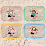 Personalizzato moda Cartoon rossetto ragazza chiaro borsa trucco impermeabile con nome spiaggia piscina accessorio compleanno addio al nubilato regalo per le donne