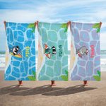 Personalized Cute Surfing Whale Tortoise Marine Animals Oversized  Beach Towel with Name Quick Dry Travel Essentials Pool Party  Gift for Kids