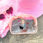Personalizzato moda Cartoon rossetto ragazza chiaro borsa trucco impermeabile con nome spiaggia piscina accessorio compleanno addio al nubilato regalo per le donne