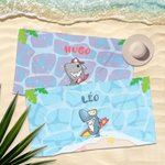 Personalized Cute Surfing Whale Tortoise Marine Animals Oversized  Beach Towel with Name Quick Dry Travel Essentials Pool Party  Gift for Kids