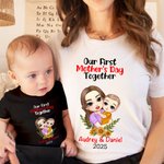 Conjunto de body y camiseta personalizados con girasoles de dibujos animados para madre e hijo 100% algodón Primer regalo de Baby Shower del Día de la Madre para la mamá del bebé