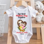 Conjunto de body y camiseta personalizados con girasoles de dibujos animados para madre e hijo 100% algodón Primer regalo de Baby Shower del Día de la Madre para la mamá del bebé