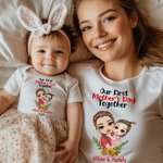 Conjunto de body y camiseta personalizados con girasoles de dibujos animados para madre e hijo 100% algodón Primer regalo de Baby Shower del Día de la Madre para la mamá del bebé