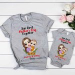 Conjunto de body y camiseta personalizados con girasoles de dibujos animados para madre e hijo 100% algodón Primer regalo de Baby Shower del Día de la Madre para la mamá del bebé