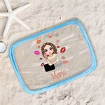 Personalizzato moda Cartoon rossetto ragazza chiaro borsa trucco impermeabile con nome spiaggia piscina accessorio compleanno addio al nubilato regalo per le donne