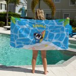 Personalized Cute Surfing Whale Tortoise Marine Animals Oversized  Beach Towel with Name Quick Dry Travel Essentials Pool Party  Gift for Kids