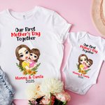 Conjunto de body y camiseta personalizados con girasoles de dibujos animados para madre e hijo 100% algodón Primer regalo de Baby Shower del Día de la Madre para la mamá del bebé