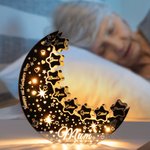 Gepersonaliseerde Maan Sterren Spiegel Acryl Kleur Veranderend LED Licht met 1-8 Namen Home Decor Verjaardag Moederdag Cadeau voor Familie Kinderen