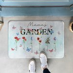Personalisierte Mama's Garden 1-8 Geburt Blumen Schmetterling Namen Türmatte Home Decor Muttertag Geburtstag Geschenk für Mama Oma