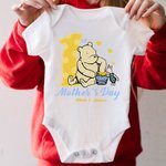Personalized Classic Winnie the Pooh Honey Pig 100% Cotton T-shirt Baby Bodysuit with Name 1st Mother's Day Birthday Gift for Baby Mom