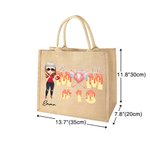 Personalized Baseball Mom Ice Cream Dripping Large Jute Tote Bag with Name and Number Mother's Day Birthday Gift for Baseball Mom Player Lover