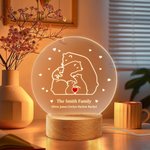 Lámpara de noche LED acrílica personalizada con base de madera y texto Decoración del hogar Cumpleaños Día de la Madre Día del Padre Regalo para mamá Papá Familia