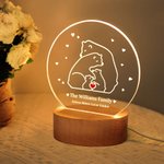 Lámpara de noche LED acrílica personalizada con base de madera y texto Decoración del hogar Cumpleaños Día de la Madre Día del Padre Regalo para mamá Papá Familia