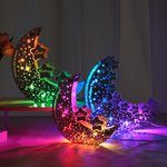 Gepersonaliseerde Maan Sterren Spiegel Acryl Kleur Veranderend LED Licht met 1-8 Namen Home Decor Verjaardag Moederdag Cadeau voor Familie Kinderen