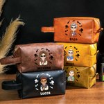 Personalizado de dibujos animados de moda caballero impermeable de cuero neceser con nombre y asa de viaje Accesorios de cumpleaños Día del Padre de regalo para el hombre papá