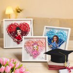Personalizada de dibujos animados de Graduados Amor Flor de papel Shadow Box Marco con Nombre Decoración para el Hogar Graduación Keepsake Regalo para la Mujer