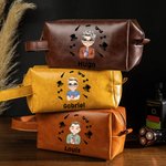 Personalizado de dibujos animados de moda caballero impermeable de cuero neceser con nombre y asa de viaje Accesorios de cumpleaños Día del Padre de regalo para el hombre papá