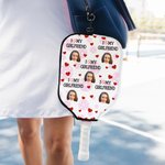 Personalised I Love Funny Face Photo Pickleball Paddle Cover with Title and Hook Birthday Gift for Pickleball Players