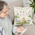 Personalized Cute Classic Winnie the Pooh Honey Balloon Throw Pillow Cover with 1-5 Names Mother's Day Birthday Gift for Family