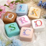 Personalizado de dibujos animados de fantasía princesa sirena inicial de la PU de cuero caja de joyería con el nombre de espejo de viaje accesorio de regalo para las hijas Besties niñas