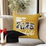 Personalized Graduation Cap Class of 2025 4 Photos Soft Throw Pillow Cover with Name Home Decor Graduation Gift for Graduates