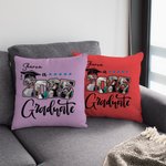 Personalized Graduation Cap Class of 2025 4 Photos Soft Throw Pillow Cover with Name Home Decor Graduation Gift for Graduates