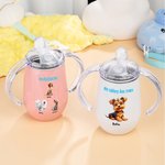 Personalized 1-4 Cute 3D Cartoon Pets 10 oz Insulated Name Sippy Cup with Lid and Handle Birthday Baby Shower Mother's Day Gift for New Mom Baby