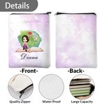 Funda Protectora para Libros con Nombre y Bolsillo Delantero Personalizada Acuarela Dibujos Animados Niña Leyendo Flor de Nacimiento Regalo de Cumpleaños para los Amantes de los Libros