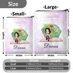 Funda Protectora para Libros con Nombre y Bolsillo Delantero Personalizada Acuarela Dibujos Animados Niña Leyendo Flor de Nacimiento Regalo de Cumpleaños para los Amantes de los Libros