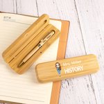 Personalized Cartoon Subject Teacher Wooden Ballpoint Pen and Case Set with Name Birthday Appreciation Back to School Gift for Teacher Colleague