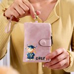 Personalisierte Graduierung Bär 3D Bubble Name PU-Leder Brieftasche mit Kartenschlitzen und Armband Geburtstag Graduierung Geschenk für Klasse von 2025 Absolventen