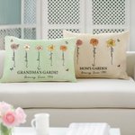 Personalizado 1-12 Nacimiento Flores Jardín Almohada Funda con Nombres Multicolor Decoración del Hogar Día de la Madre Regalo de inauguración de la casa para la abuela mamá