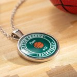 Personalised Basketball Necklace with Name Number Dainty Jewellery Game Day Birthday Gift for Basketball Mom Player