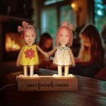 Personalisierte Kind Fotos beste Freunde für immer LED-Nachtlicht mit hölzernen Basis Home Decor Freundschaft Geburtstag Geschenk für Jungen Mädchen